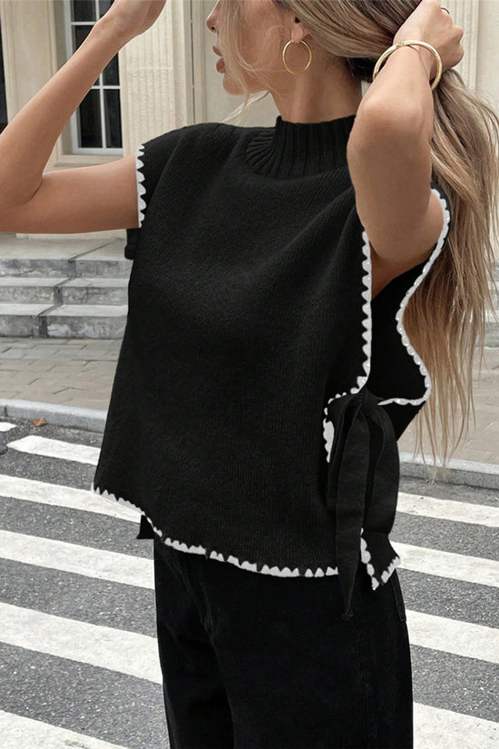 Chic Sleeveless Sweater Vest with Side Tie