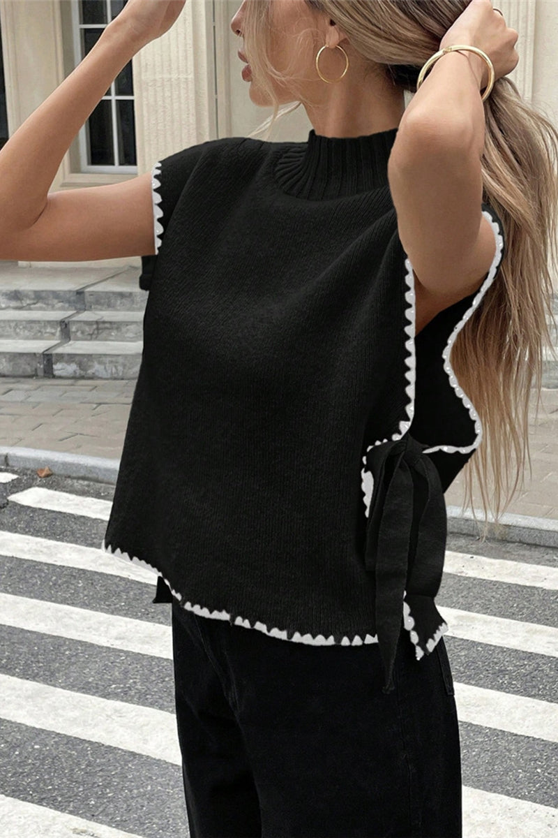 Chic Sleeveless Sweater Vest with Side Tie