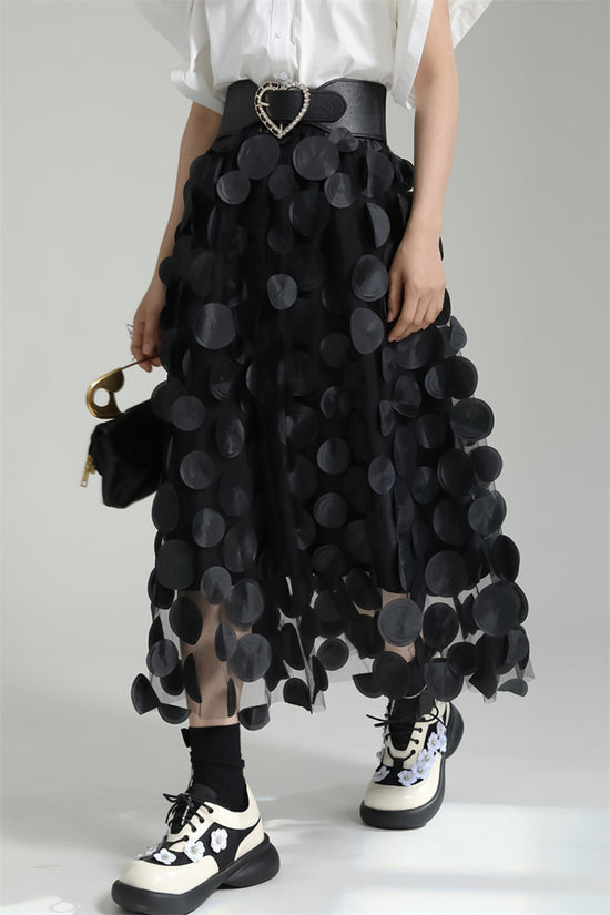 Textured Circle Pattern Midi Skirt