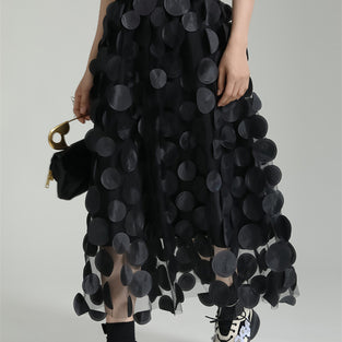 Textured Circle Pattern Midi Skirt