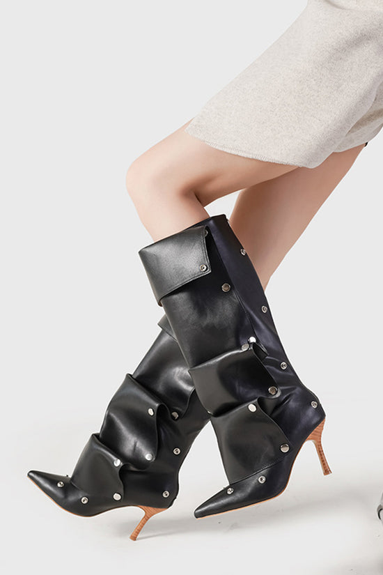 Chic Ruffled High-Heel Boots
