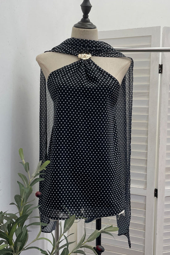 Polka Dot Halter Neck Tank Top