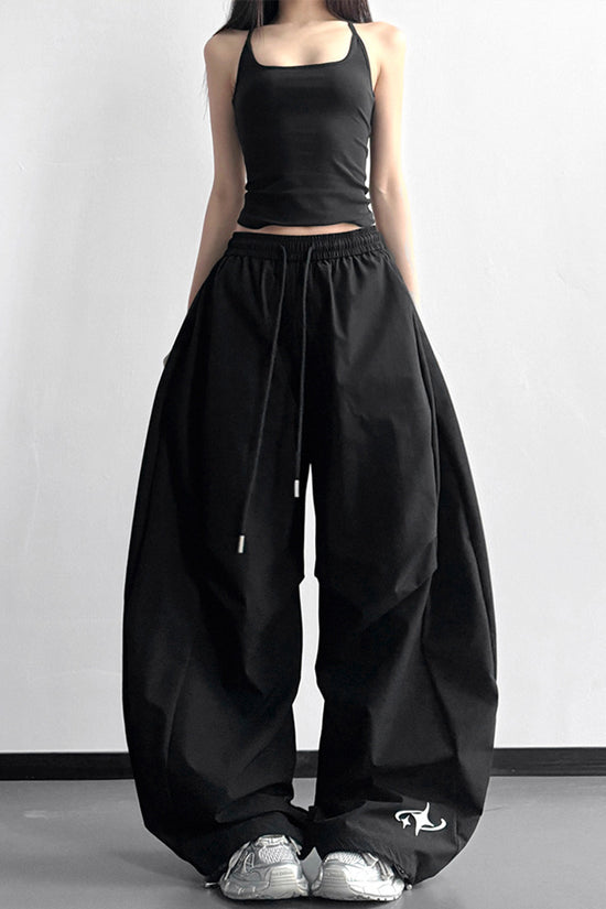 Relaxed Fit Wide Leg Casual Pants