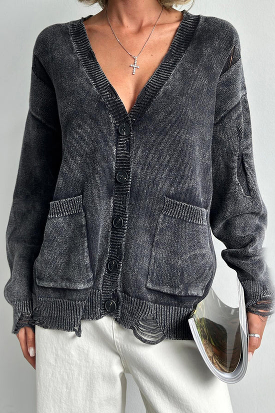 Oversized Button-Up Cardigan with Pockets
