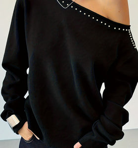 Studded Off-Shoulder Casual Top
