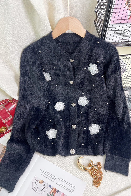 Floral Button-Up Cardigan with Delicate Details