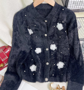 Floral Button-Up Cardigan with Delicate Details