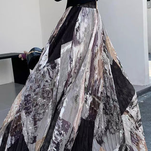 Artistic Print Maxi Skirt