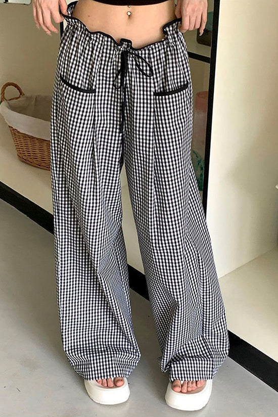 Plaid High Waist Casual Pants
