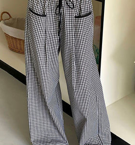 Plaid High Waist Casual Pants