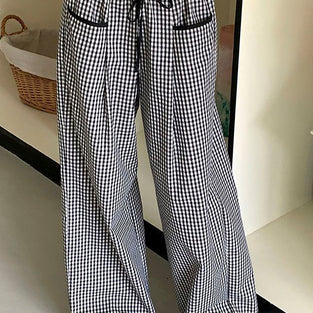 Plaid High Waist Casual Pants