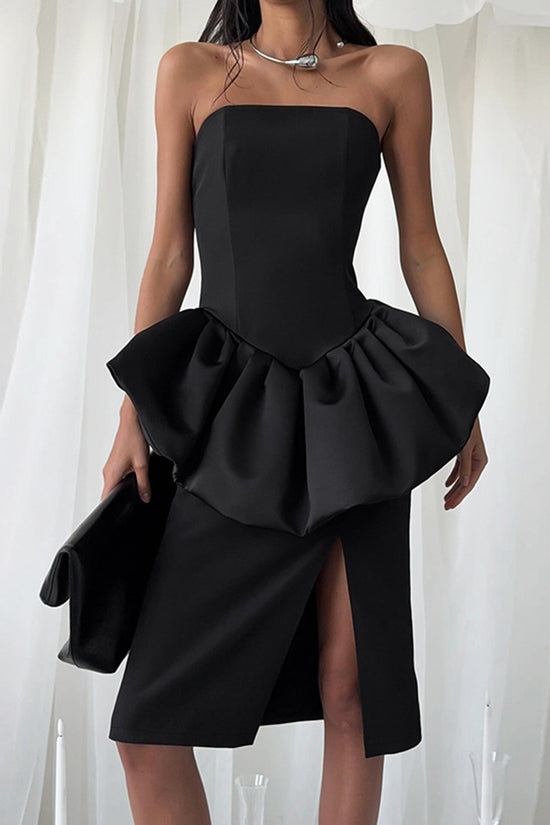 Strapless Peplum Bodycon Evening Dress
