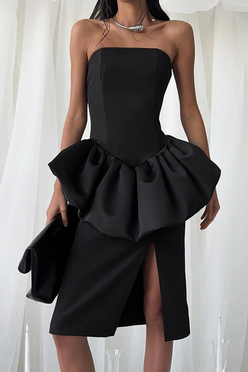 Strapless Peplum Bodycon Evening Dress