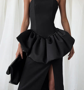 Strapless Peplum Bodycon Evening Dress