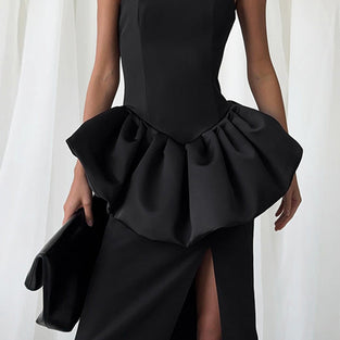 Strapless Peplum Bodycon Evening Dress