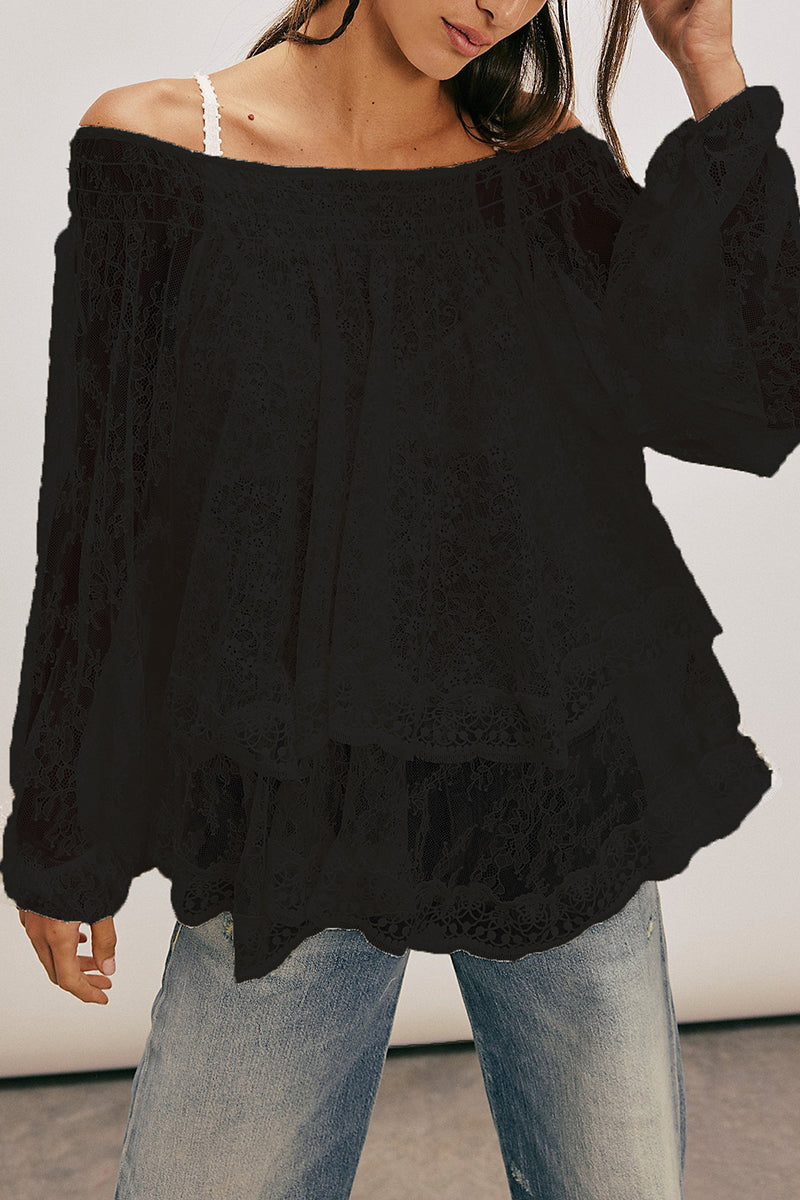 Off-Shoulder Layer Lace Top