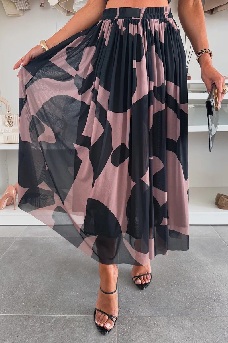Chic Abstract Pattern Midi Skirt
