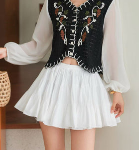 Vintage Floral V Neck Layered Blouse