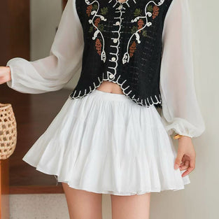 Vintage Floral V Neck Layered Blouse