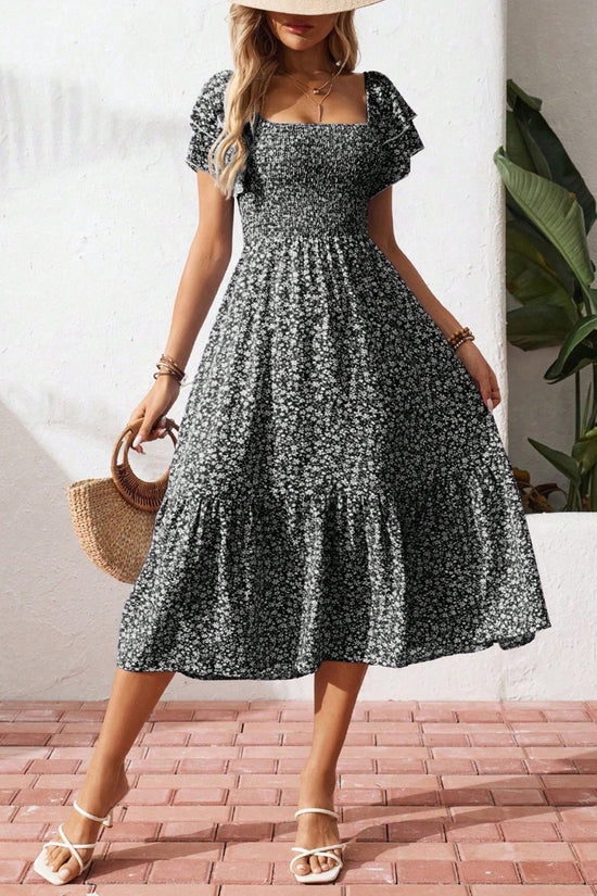 Flowy Floral Smocked Casual Dress