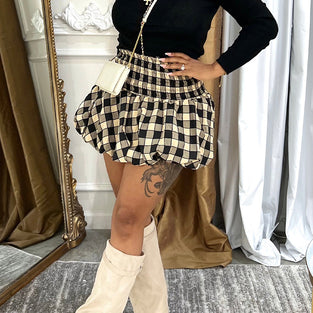 Checkered Pleated Mini Skirt