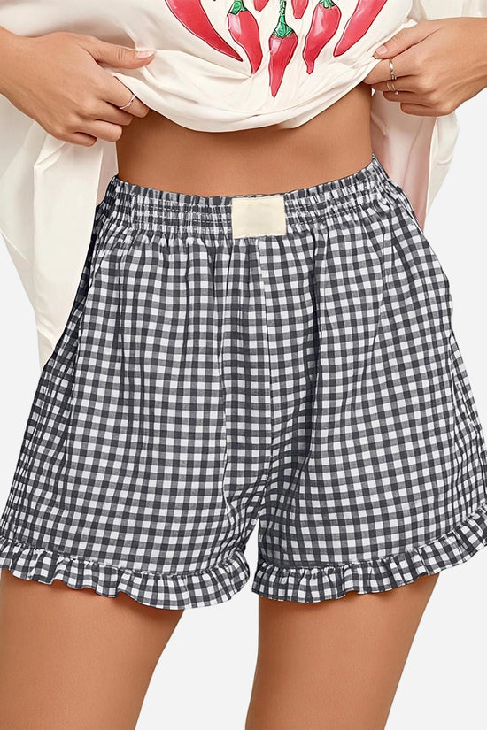 Gingham Frilled Casual Shorts