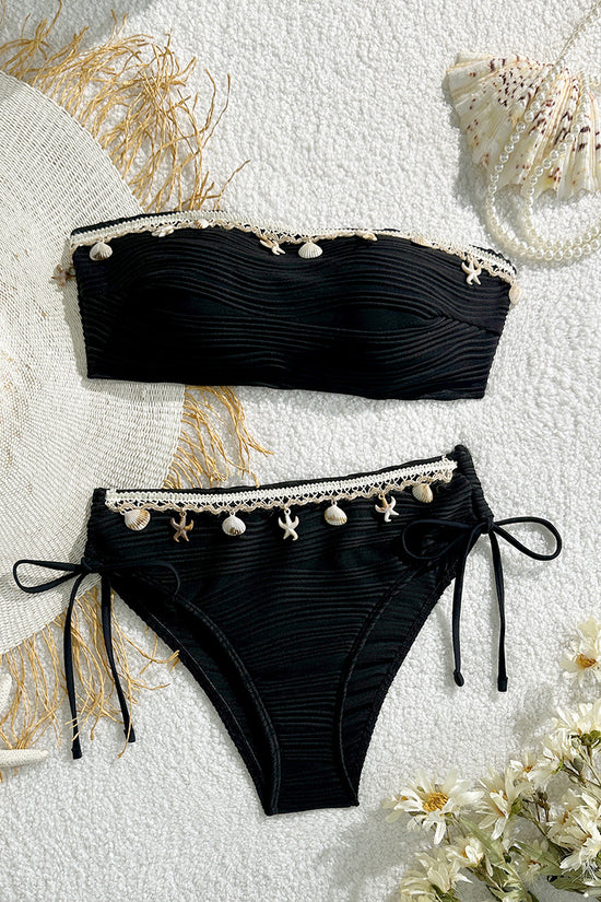 Shell-Embellished Bandeau Bikini Set