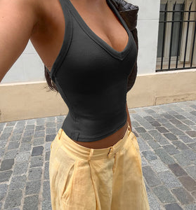 Chic Sleeveless Ribbed Tank Top