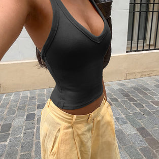 Chic Sleeveless Ribbed Tank Top