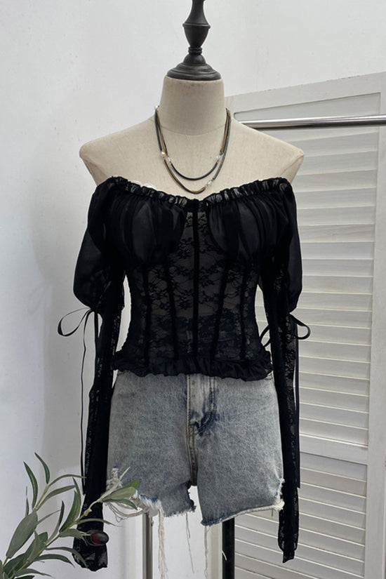 Lace Off-Shoulder Bodycon Blouse