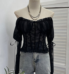 Lace Off-Shoulder Bodycon Blouse