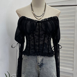 Lace Off-Shoulder Bodycon Blouse