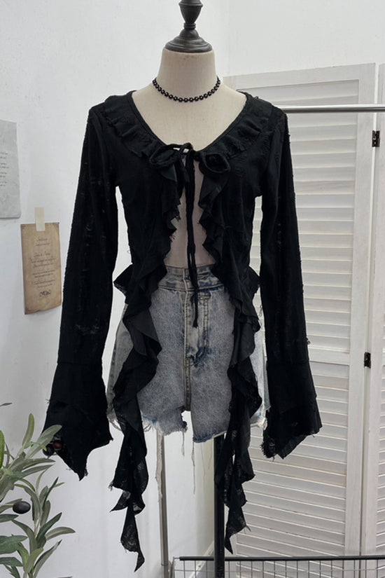 Ruffled Tie-Front Blouse