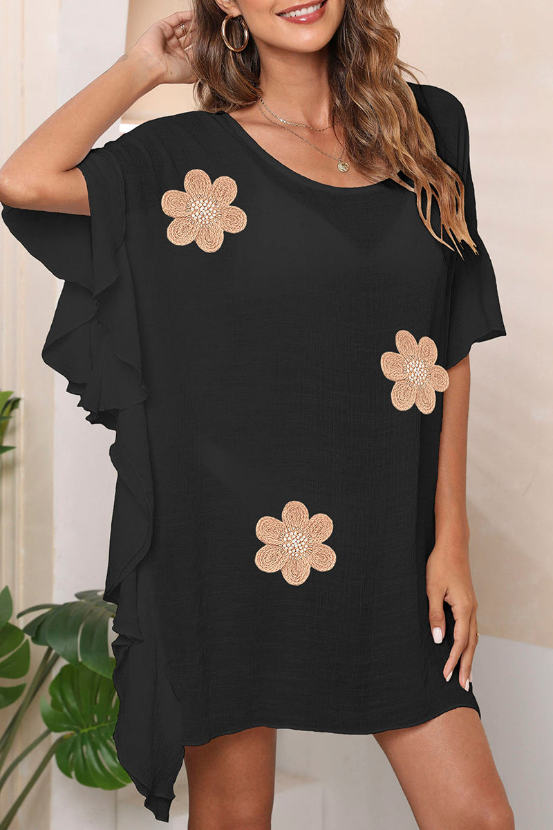 Floral Print Sheer Cover-Up