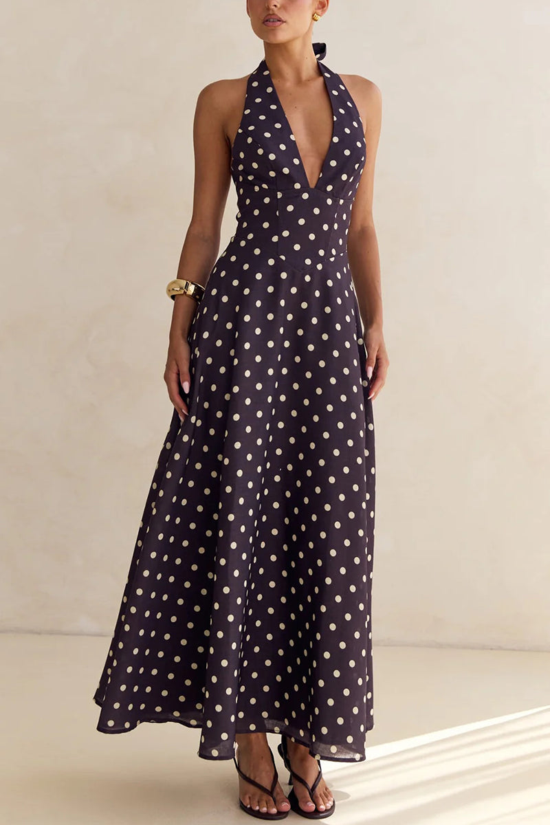 Floral Halter Neck Maxi Dress