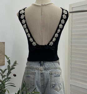 Floral Embellished Sleeveless Tank Top