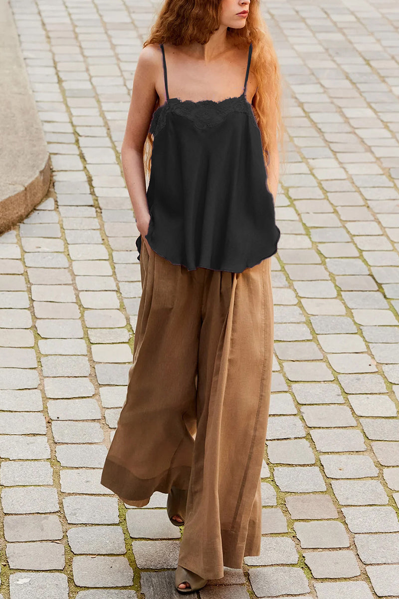 Chic Lace Trim Camisole Top