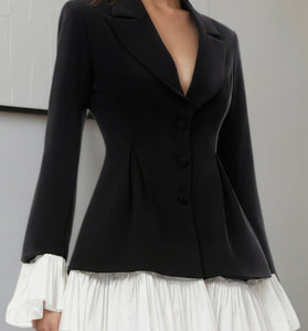 Ruffled Hem Blazer-Inspired Casual Dress