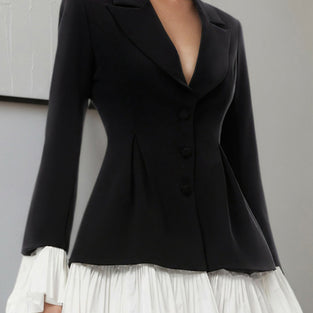 Ruffled Hem Blazer-Inspired Casual Dress