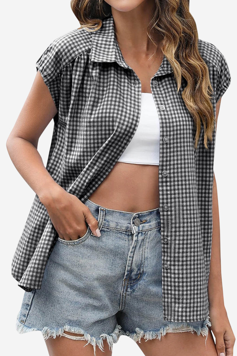 Classic Gingham Short Sleeve Blouse