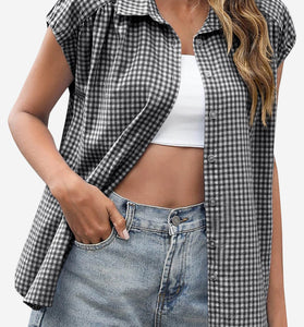 Classic Gingham Short Sleeve Blouse
