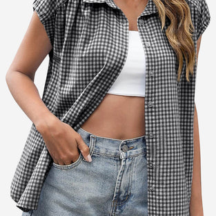 Classic Gingham Short Sleeve Blouse