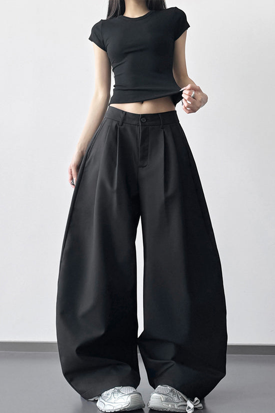 Wide-Leg Flowing Casual Pants