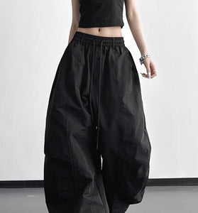 Wide-Leg Drawstring Casual Pants