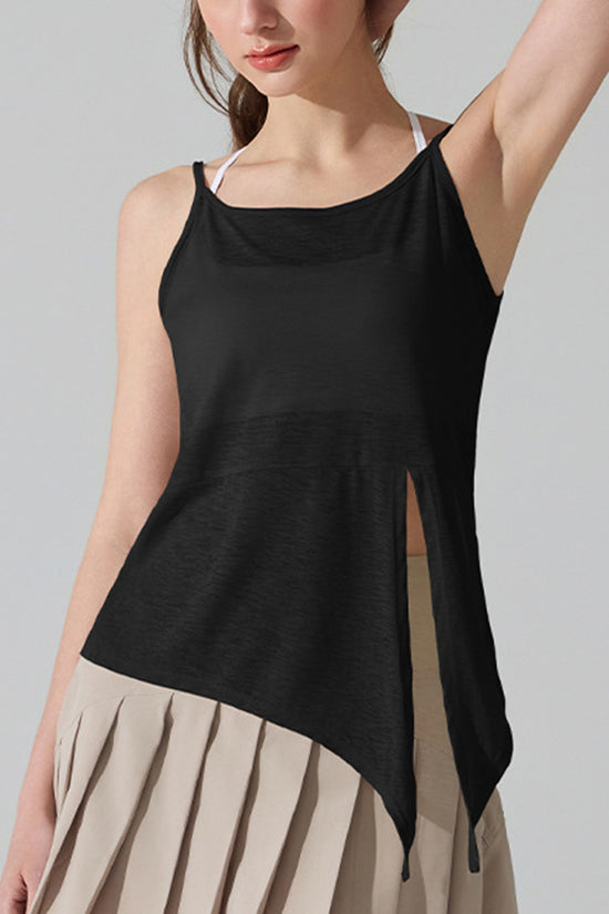 Asymmetrical Hem Sleeveless Active Top