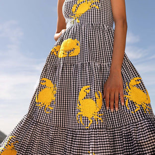 Plaid Crab Print Maxi Dress
