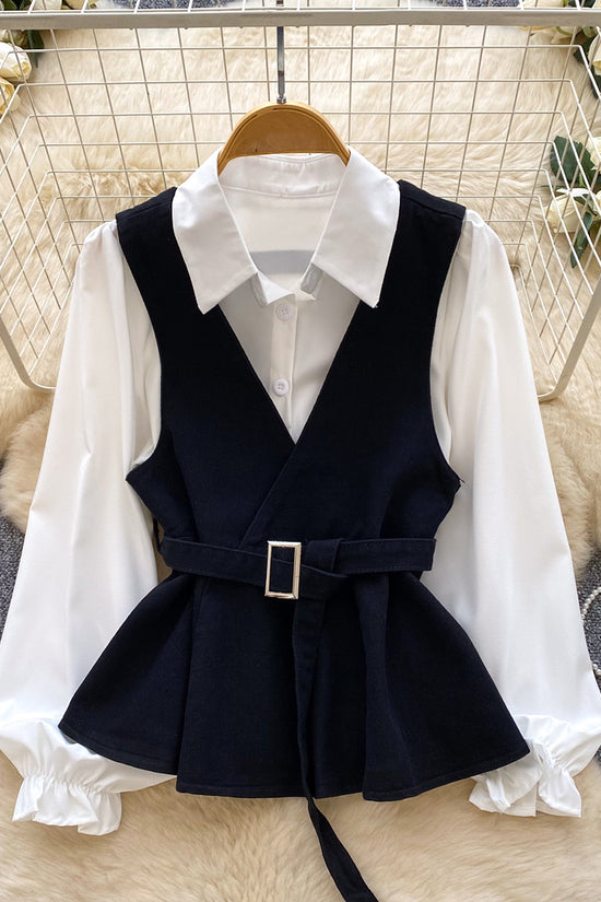 Stylish Belted V-Neck Outerwear Set