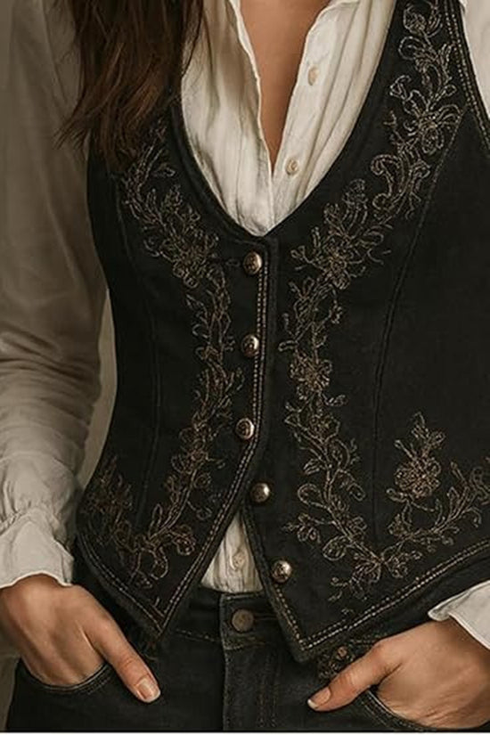 Print Button-Up Vest