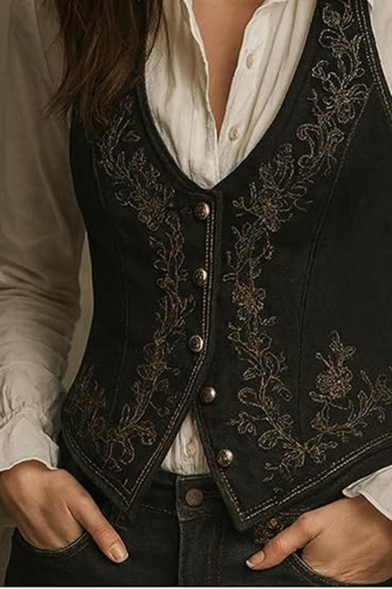 Print Button-Up Vest