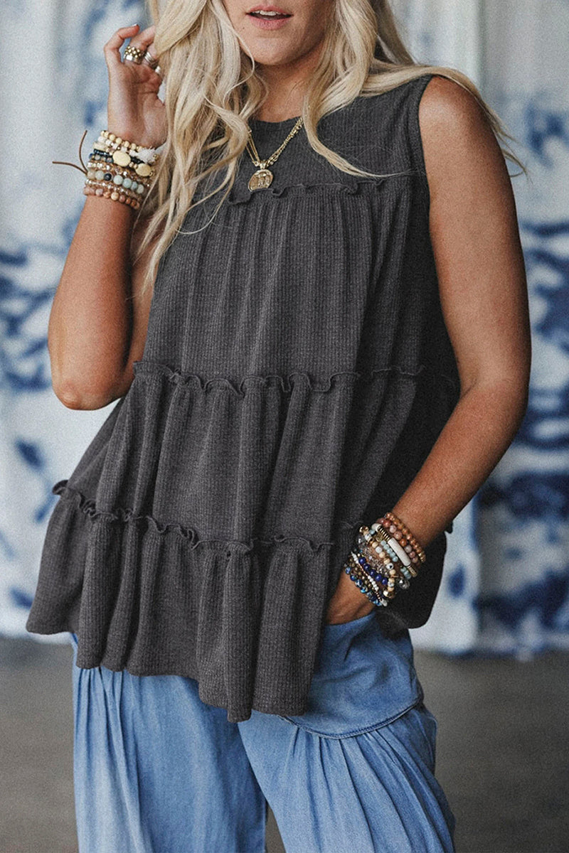 Tiered Frill Trim A-Line Tank Top